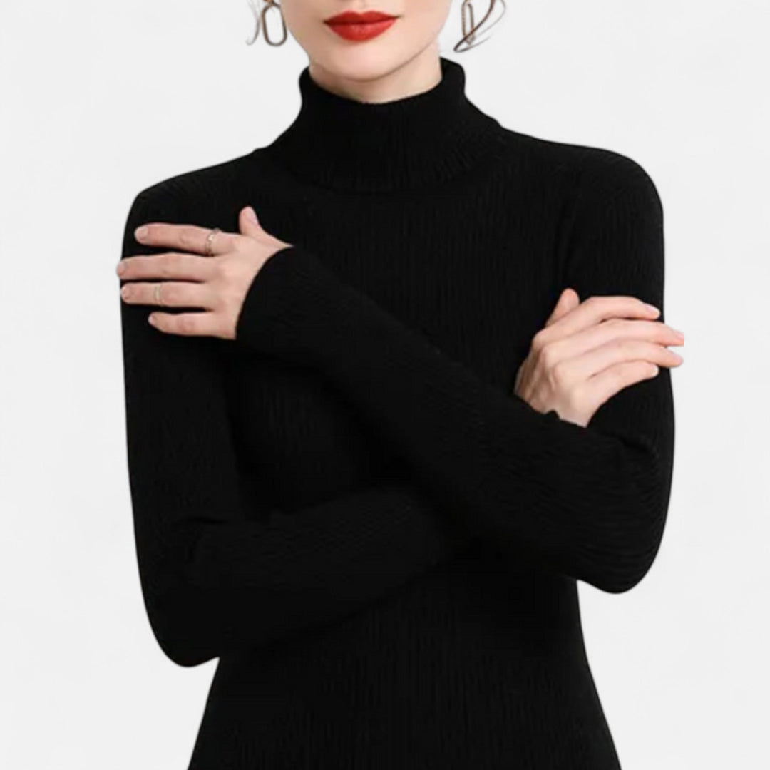 Women’s Ribbed Turtleneck – Long Sleeve Slim Fit Top