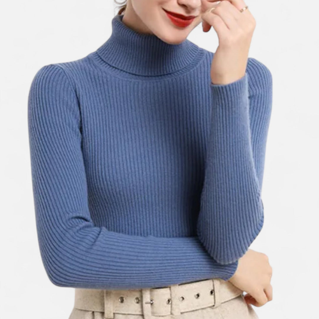 Women’s Ribbed Turtleneck – Long Sleeve Slim Fit Top