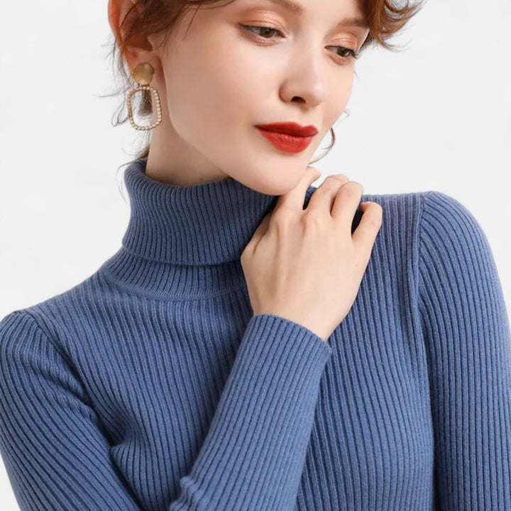 Women’s Ribbed Turtleneck – Long Sleeve Slim Fit Top