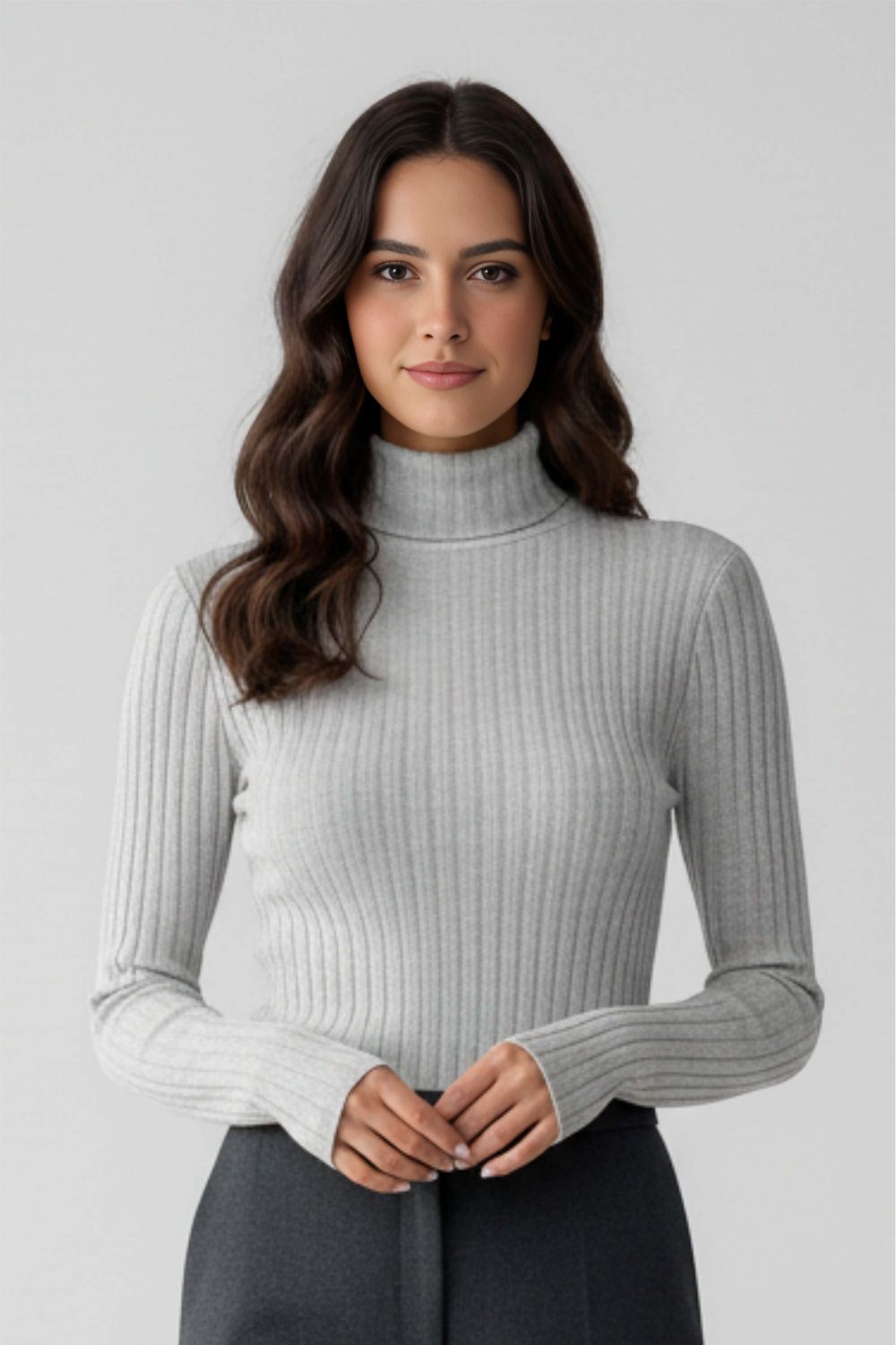 Women’s Ribbed Roll-Neck Slim Fit Jumper