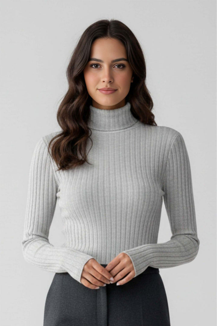 Women’s Ribbed Roll-Neck Slim Fit Jumper