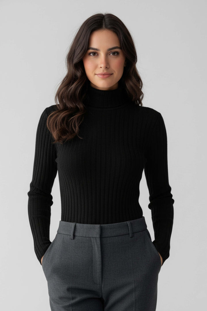 Women’s Ribbed Roll-Neck Slim Fit Jumper