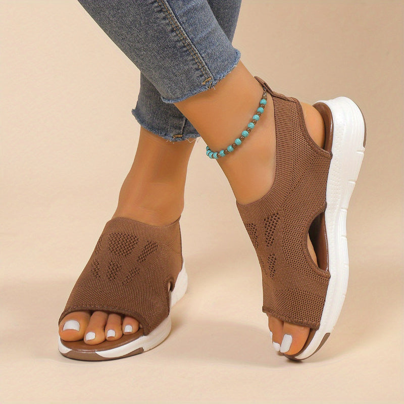 KARA - KNITTED SLIP-ON OPEN-TOE WEDGES