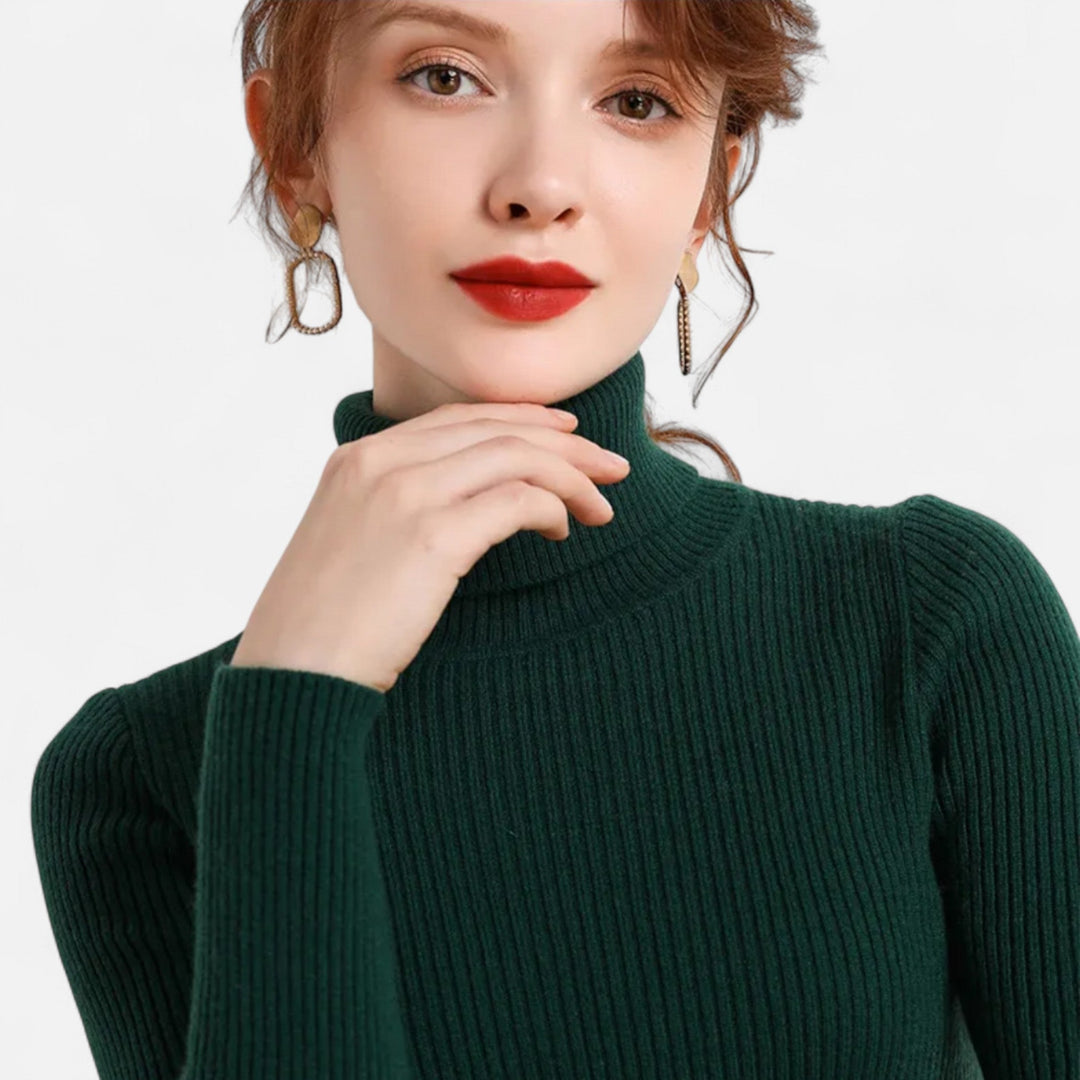 Women’s Ribbed Turtleneck – Long Sleeve Slim Fit Top