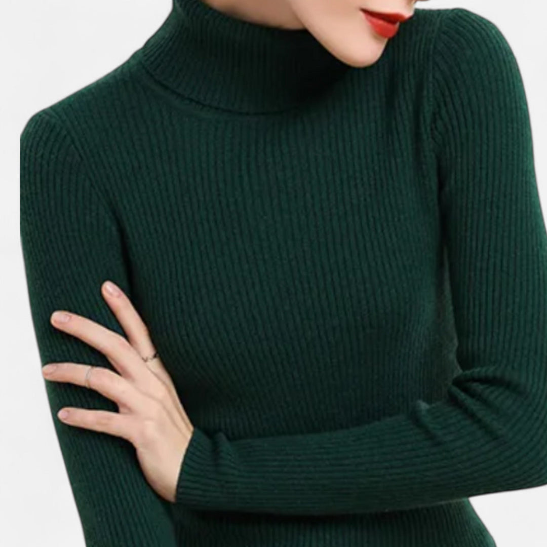 Women’s Ribbed Turtleneck – Long Sleeve Slim Fit Top