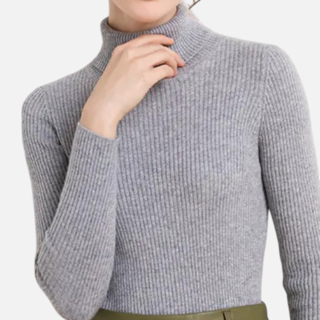 Women’s Ribbed Turtleneck – Long Sleeve Slim Fit Top