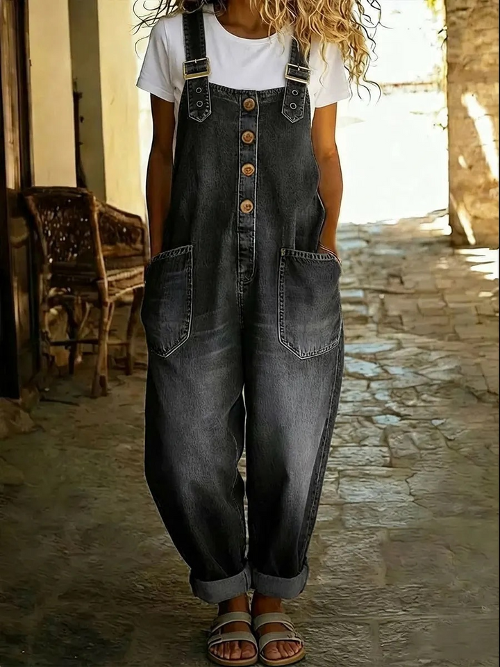 Lora™ - Vintage-style denim overalls