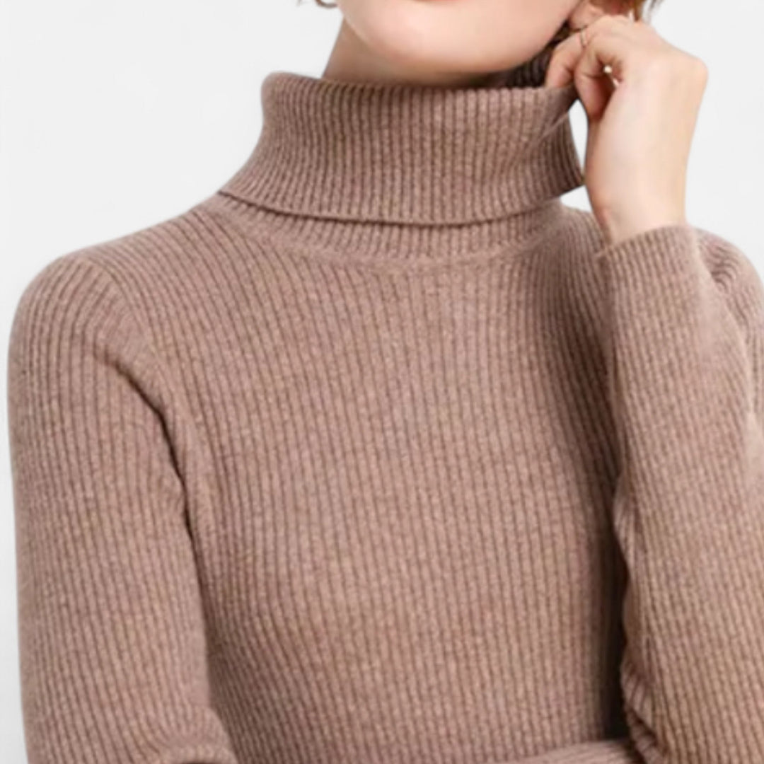 Women’s Ribbed Turtleneck – Long Sleeve Slim Fit Top