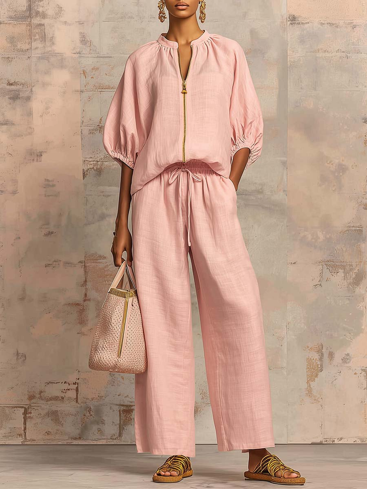 Léonie | Elegant Two-Piece Set in Cotton and Linen