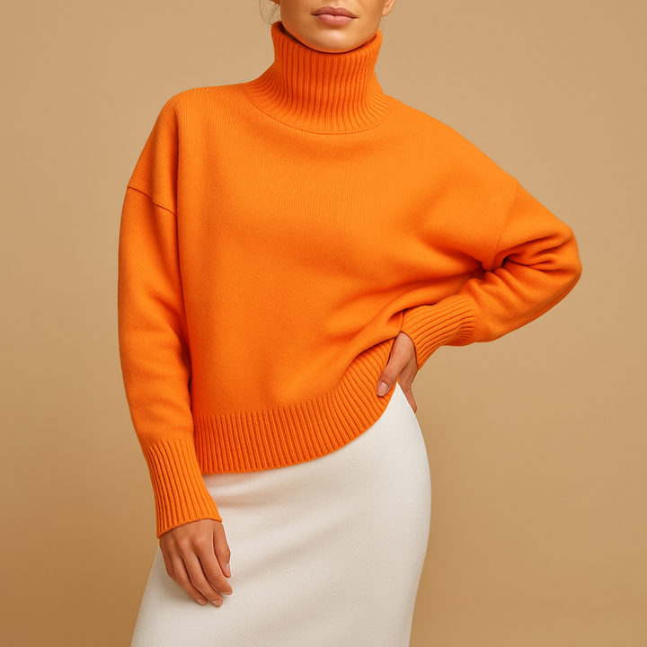 Women’s Knit Sweater – Short Sleeve Turtleneck Pullover
