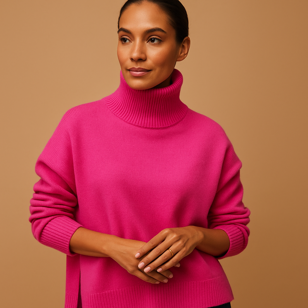Women’s Knit Sweater – Short Sleeve Turtleneck Pullover