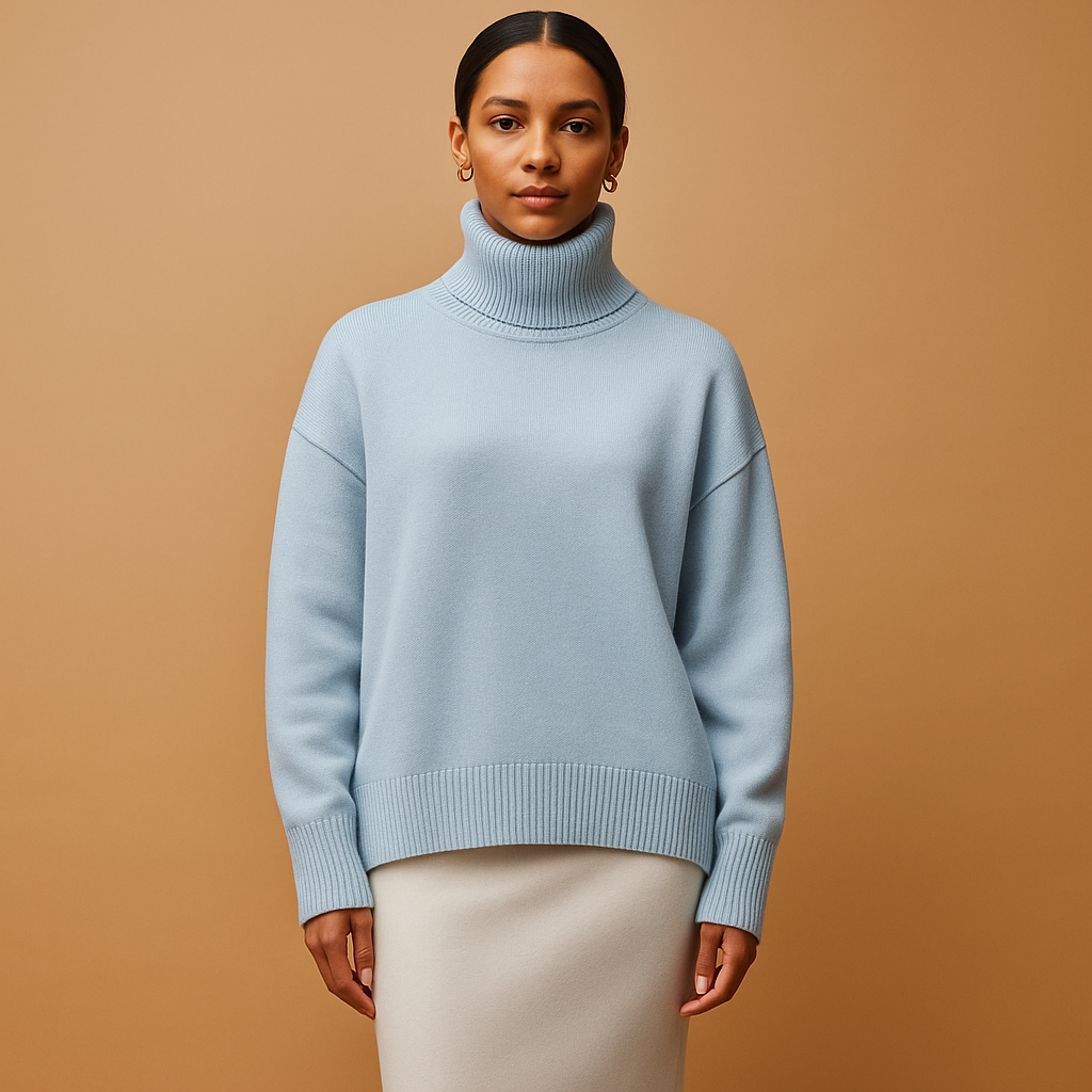 Women’s Knit Sweater – Short Sleeve Turtleneck Pullover
