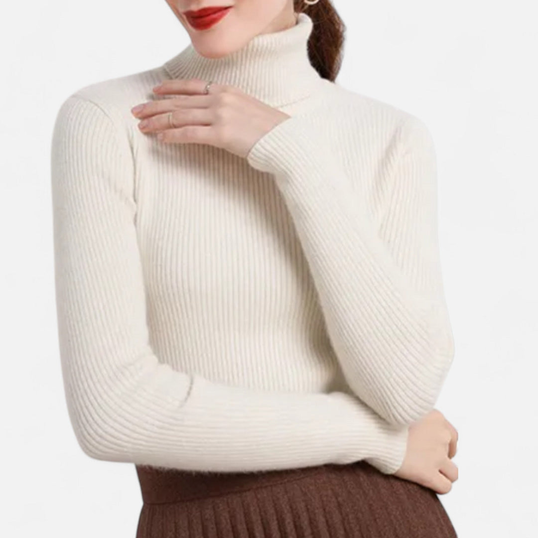 Women’s Ribbed Turtleneck – Long Sleeve Slim Fit Top