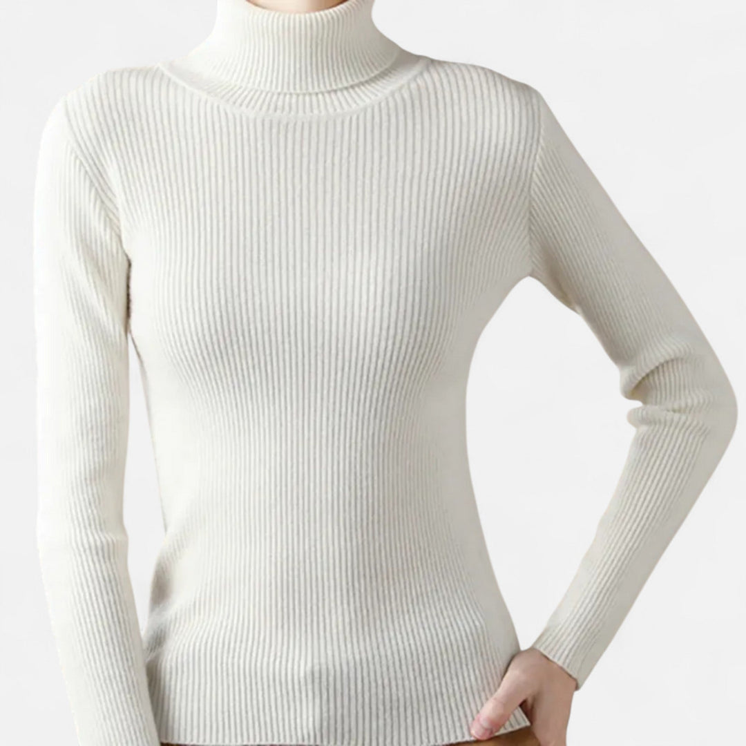 Women’s Ribbed Turtleneck – Long Sleeve Slim Fit Top