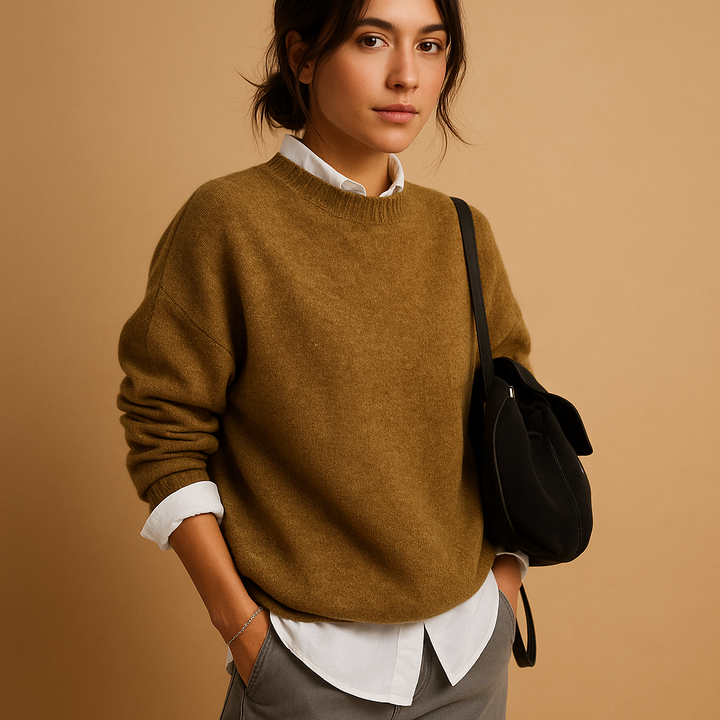 Lina Women’s Cashmere Sweater – Long Sleeve Crewneck Pullover