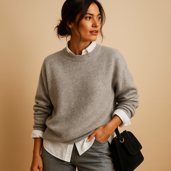 Lina Women’s Cashmere Sweater – Long Sleeve Crewneck Pullover