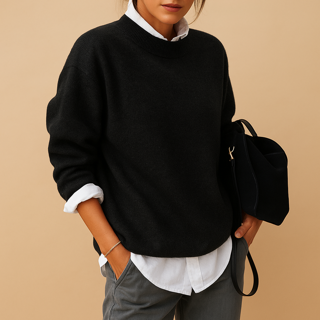 Lina Women’s Cashmere Sweater – Long Sleeve Crewneck Pullover