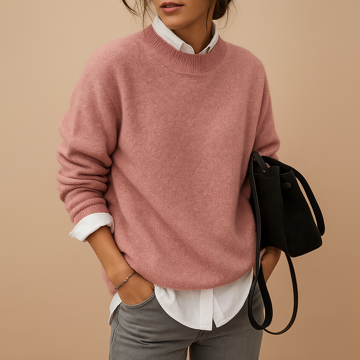 Lina Women’s Cashmere Sweater – Long Sleeve Crewneck Pullover